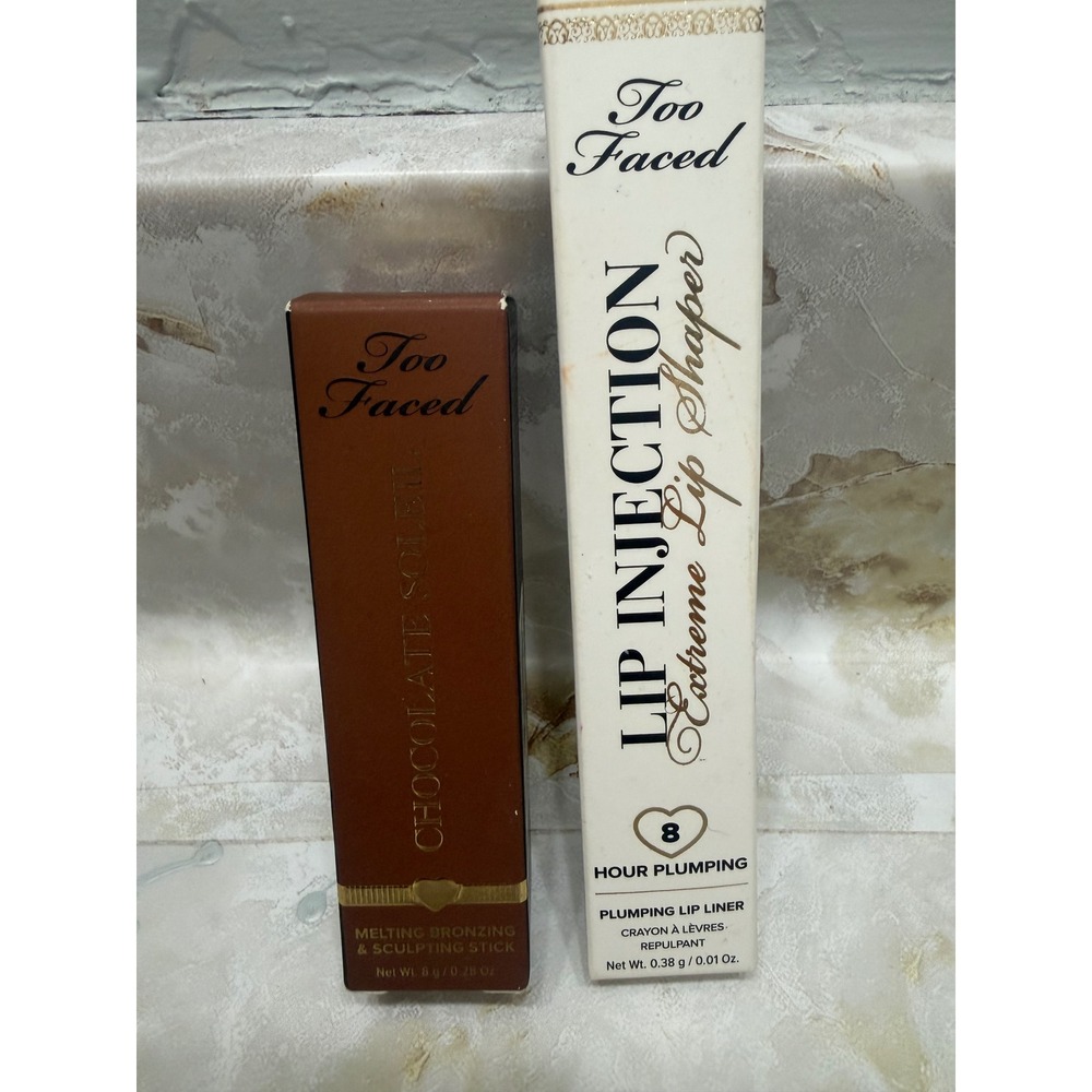 Too Faced Chocolate Mousse Bronzer Stick & Espresso Shot Lip Injection Liner Set